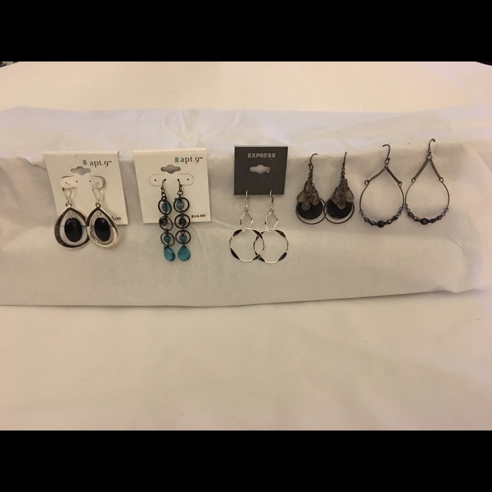 5 Beautiful pairs of dangle earrings.